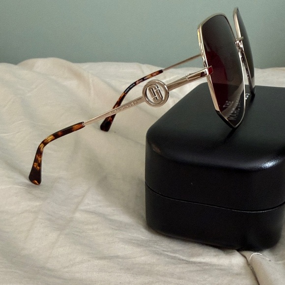 MARC JACOBS Hexagonal Gold Metal Frame With Brown Lenses Aviator Style - Picture 6 of 7